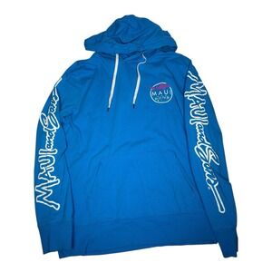 Maui and Sons American Eagle Colab Blue Hoodie Men MEDIUM Purple Shark Logo